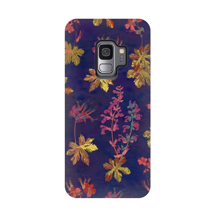 Galaxy S9 StrongFit Blue Geraniums by Lotti Brown