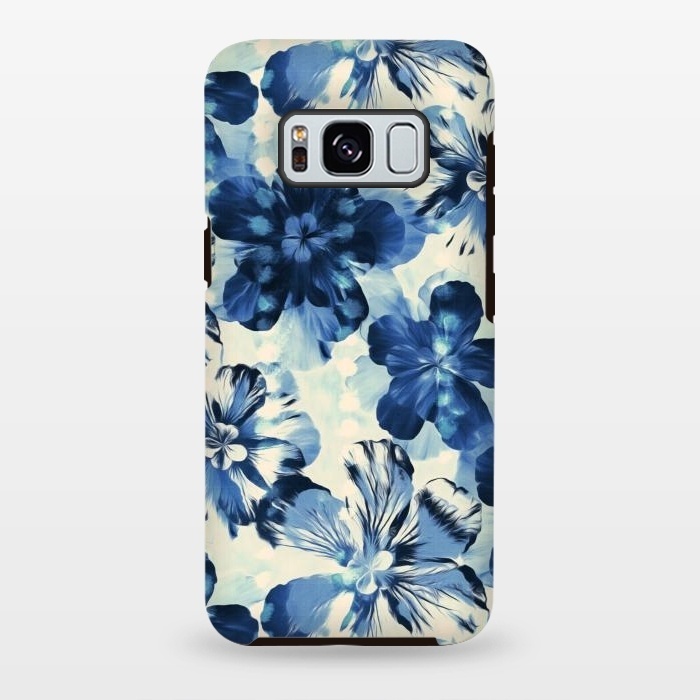 Galaxy S8 plus StrongFit Indigo Blue Floral by Micklyn Le Feuvre