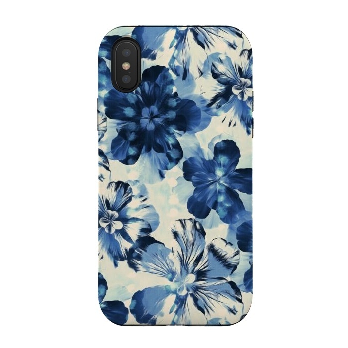 iPhone Xs / X StrongFit Indigo Blue Floral by Micklyn Le Feuvre