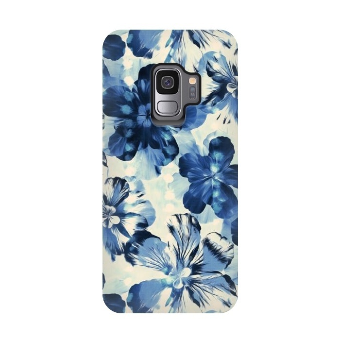 Galaxy S9 StrongFit Indigo Blue Floral by Micklyn Le Feuvre