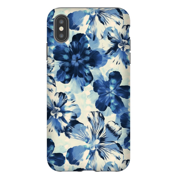 iPhone Xs Max StrongFit Indigo Blue Floral by Micklyn Le Feuvre
