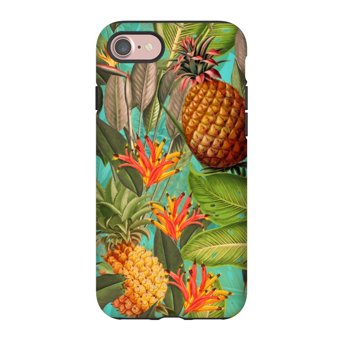 iPhone 7 StrongFit Teal Pineapple Jungle Garden by  Utart