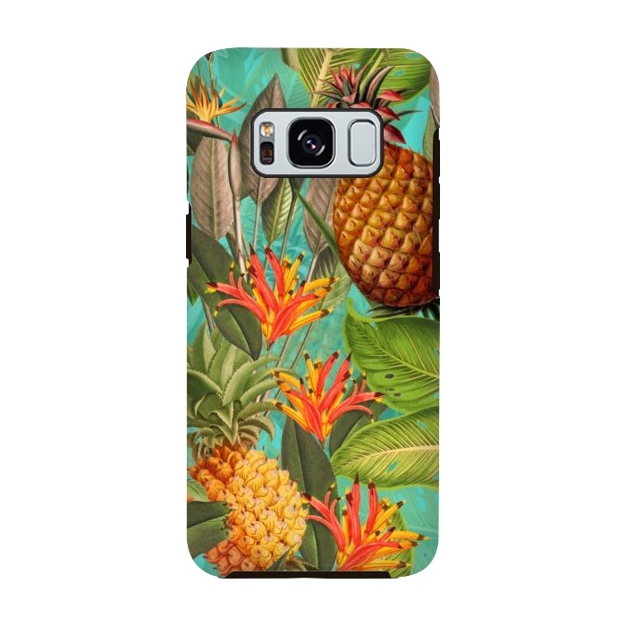 Galaxy S8 StrongFit Teal Pineapple Jungle Garden by  Utart