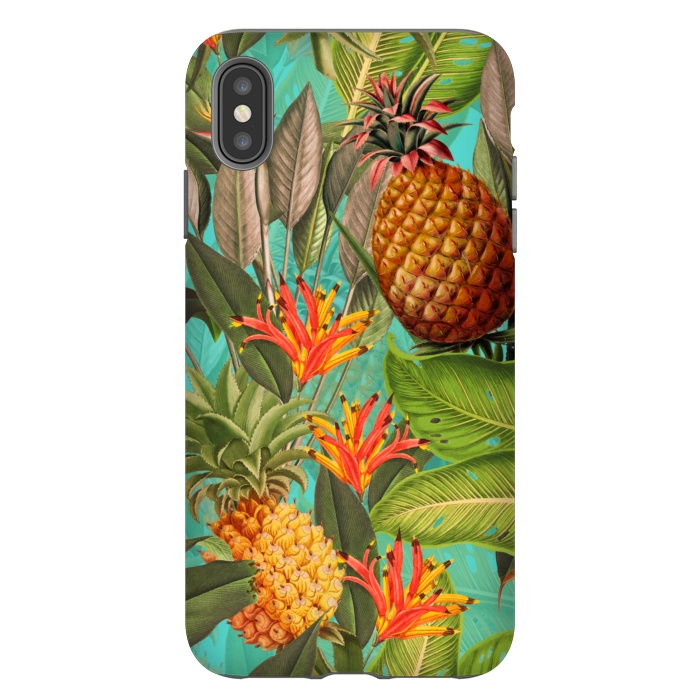 iPhone Xs Max StrongFit Teal Pineapple Jungle Garden by  Utart