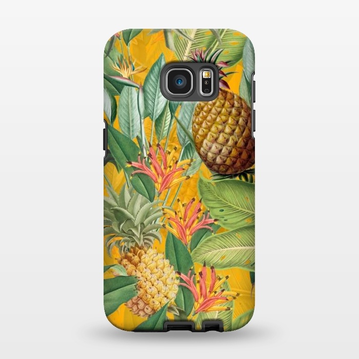 Galaxy S7 EDGE StrongFit Yellow Tropical Pinapple Jungle Garden by  Utart