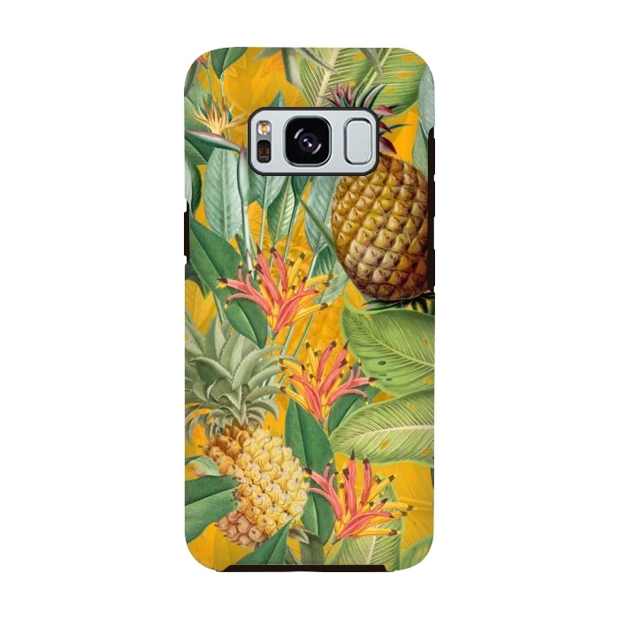 Galaxy S8 StrongFit Yellow Tropical Pinapple Jungle Garden by  Utart