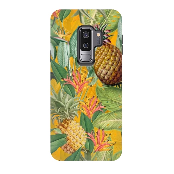 Galaxy S9 plus StrongFit Yellow Tropical Pinapple Jungle Garden by  Utart