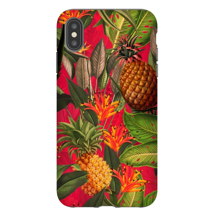 iPhone Xs Max StrongFit Red Tropical Pineapple Jungle Garden by  Utart