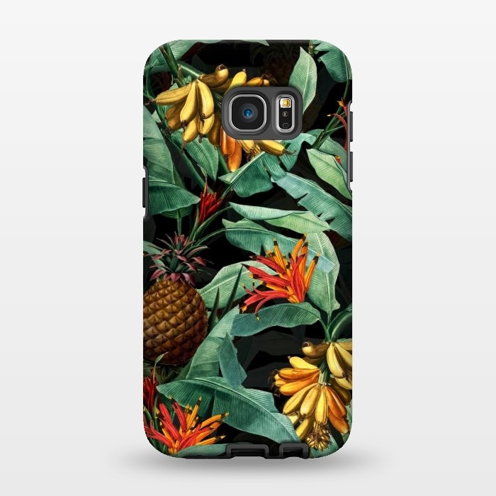 Galaxy S7 EDGE StrongFit Black Banana and Pinapple Jungle Garden by  Utart