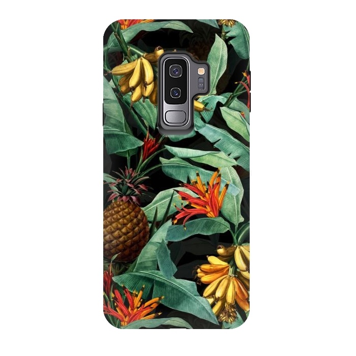 Galaxy S9 plus StrongFit Black Banana and Pinapple Jungle Garden by  Utart