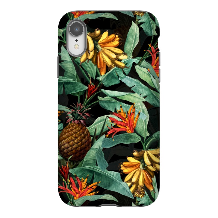 iPhone Xr StrongFit Black Banana and Pinapple Jungle Garden by  Utart