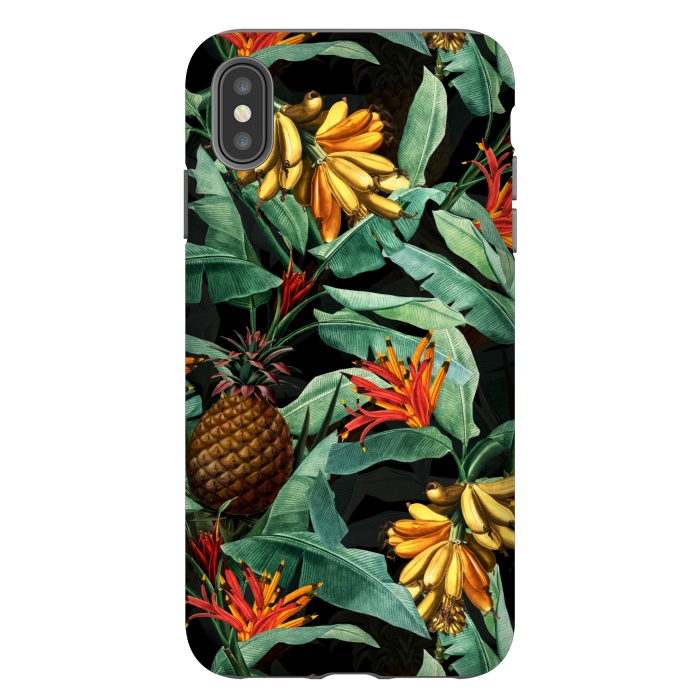 iPhone Xs Max StrongFit Black Banana and Pinapple Jungle Garden by  Utart