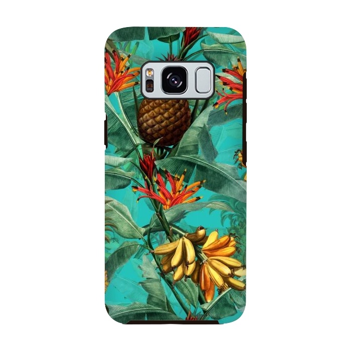 Galaxy S8 StrongFit Teal Banana and Pinapple Jungle Garden by  Utart