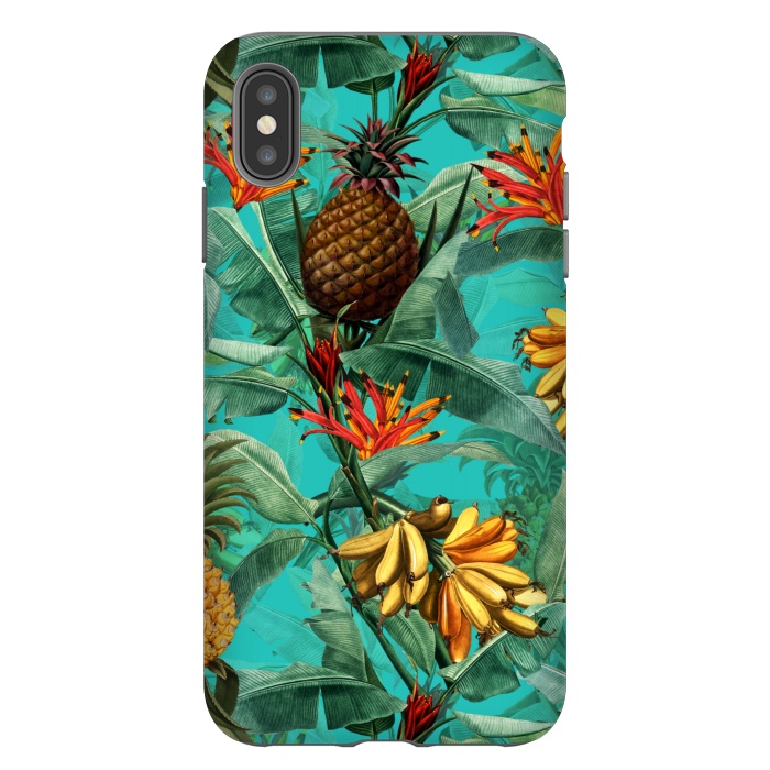 iPhone Xs Max StrongFit Teal Banana and Pinapple Jungle Garden by  Utart