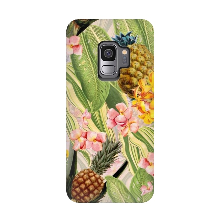 Galaxy S9 StrongFit Gold and pink Banana and Pinapple Jungle Garden by  Utart
