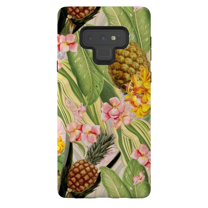 Galaxy Note 9 StrongFit Gold and pink Banana and Pinapple Jungle Garden by  Utart