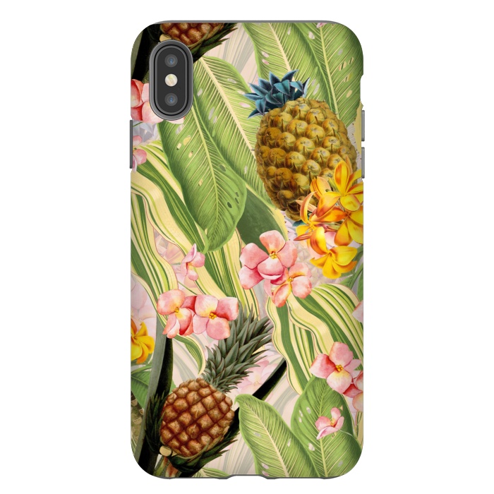 iPhone Xs Max StrongFit Gold and pink Banana and Pinapple Jungle Garden by  Utart