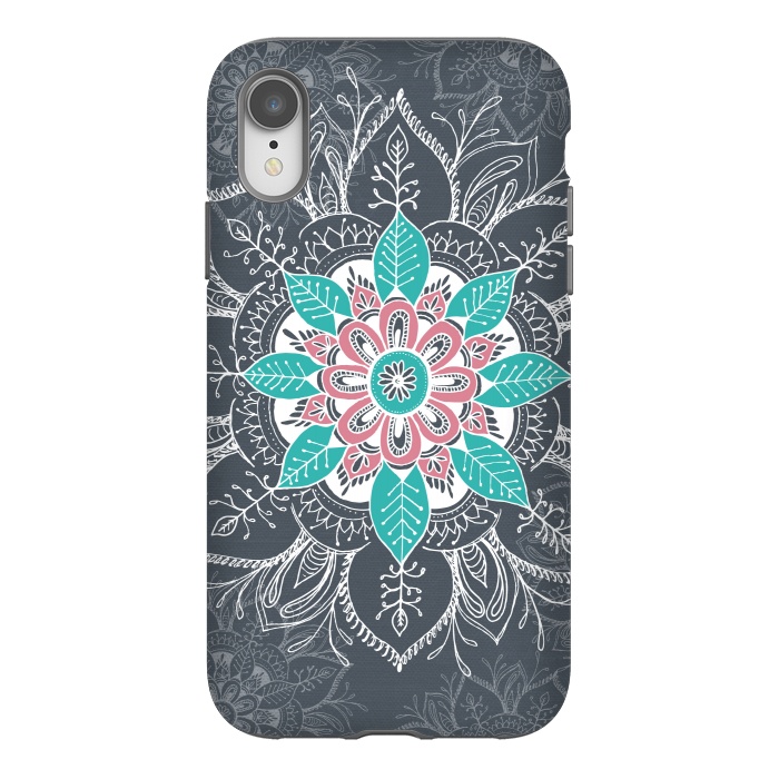 iPhone Xr StrongFit Gray mandala  by Rose Halsey