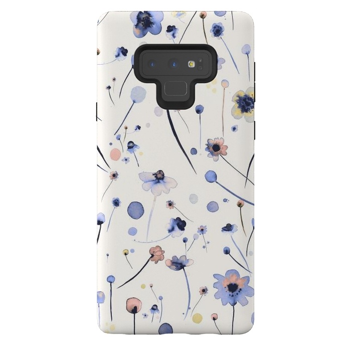 Galaxy Note 9 StrongFit Blue Soft Flowers by Ninola Design