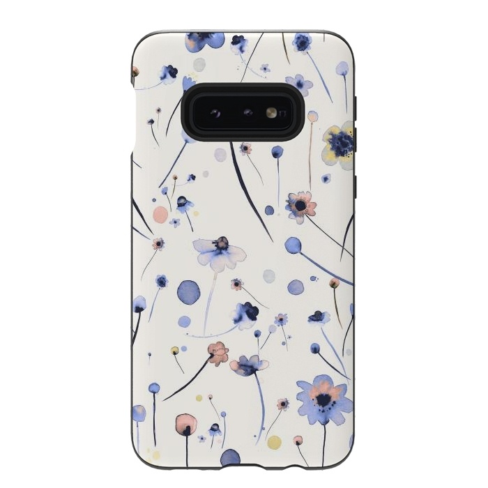 Galaxy S10e StrongFit Blue Soft Flowers by Ninola Design