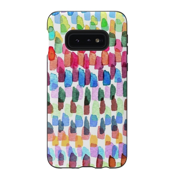 Galaxy S10e StrongFit Colorful Brushstrokes Stains  by Ninola Design