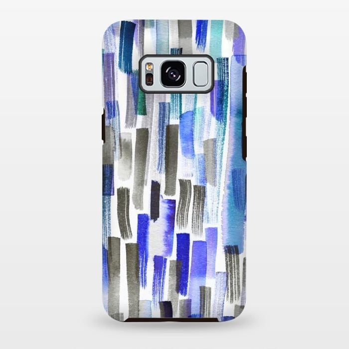 Galaxy S8 plus StrongFit Colorful Brushstrokes Blue by Ninola Design