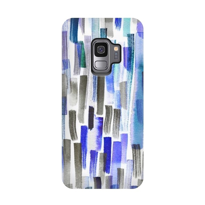 Galaxy S9 StrongFit Colorful Brushstrokes Blue by Ninola Design