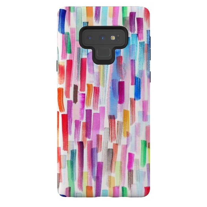 Galaxy Note 9 StrongFit Colorful Brushstrokes  by Ninola Design