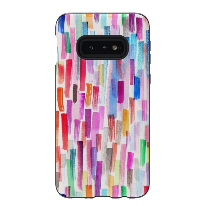 Galaxy S10e StrongFit Colorful Brushstrokes  by Ninola Design