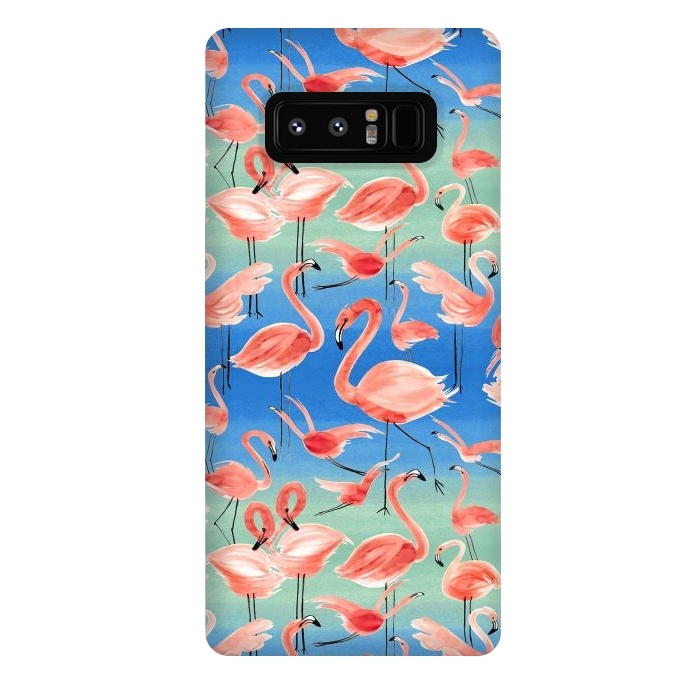 Galaxy Note 8 StrongFit Pink Flamingos by Ninola Design