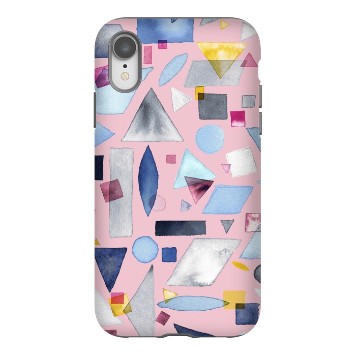 iPhone Xr StrongFit Geometric Pieces Pink by Ninola Design