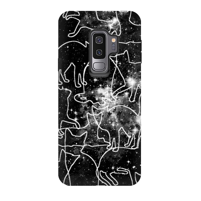 Galaxy S9 plus StrongFit Cats in space astrology minimal pattern by Oana 