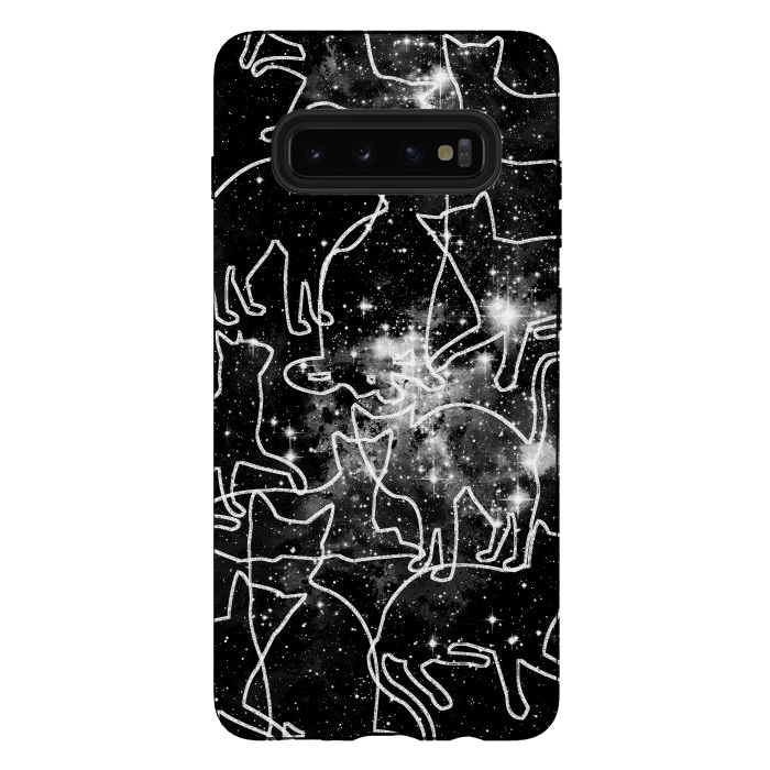 Galaxy S10 plus StrongFit Cats in space astrology minimal pattern by Oana 