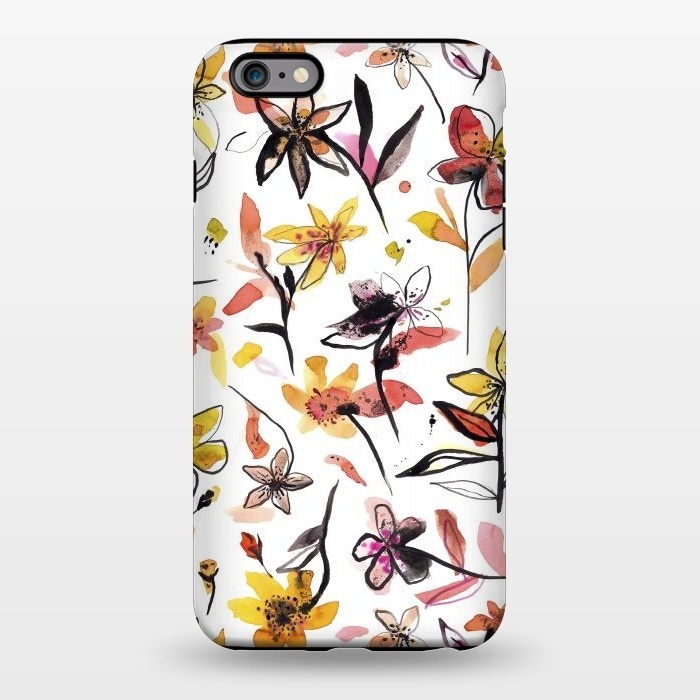 iPhone 6/6s plus StrongFit Ink Flowers Yellow by Ninola Design