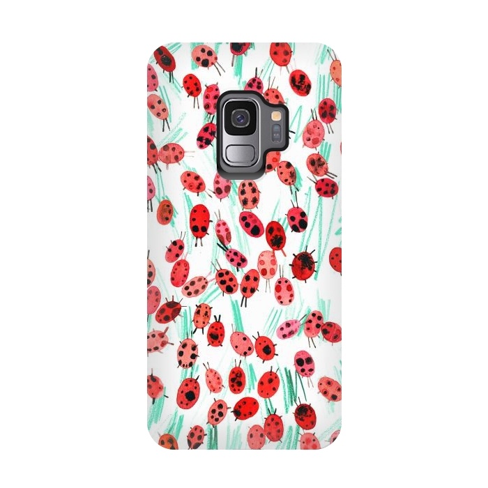 Galaxy S9 StrongFit Ladybugs on grass by Ninola Design
