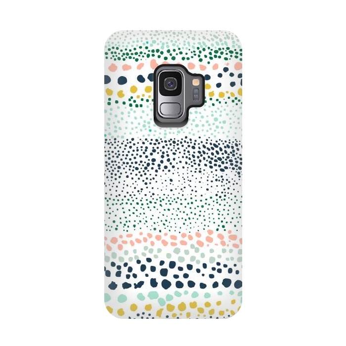 Galaxy S9 StrongFit Little Textured Dots White by Ninola Design