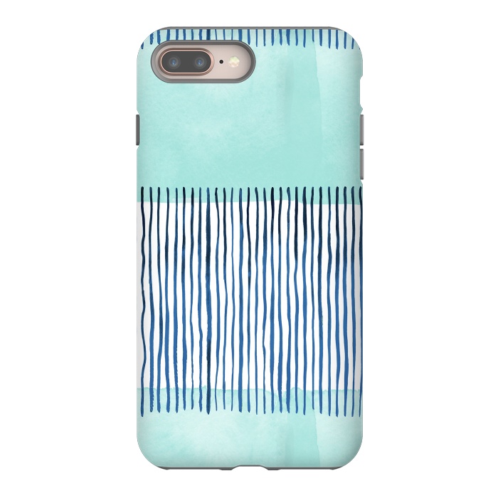 iPhone 7 plus StrongFit Minimal Stripes Blue by Ninola Design