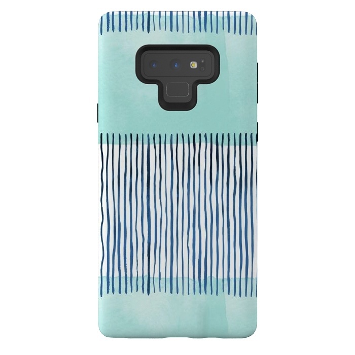 Galaxy Note 9 StrongFit Minimal Stripes Blue by Ninola Design