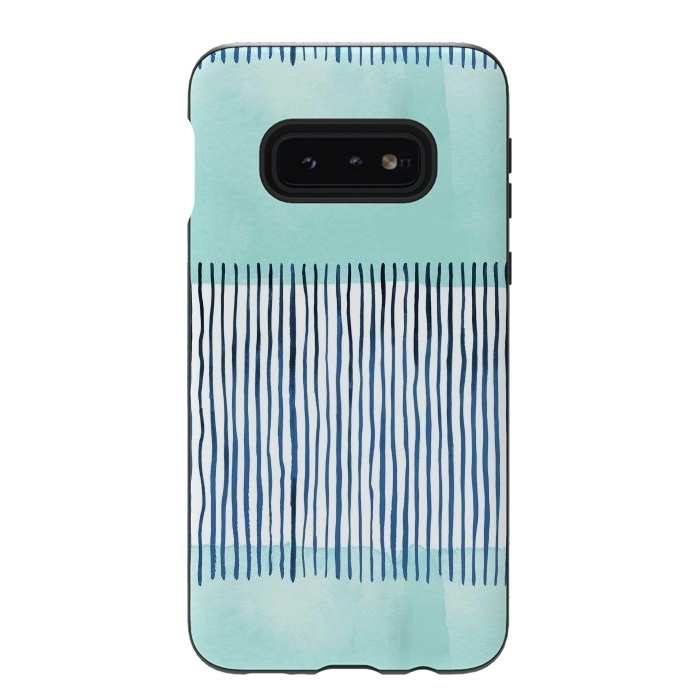 Galaxy S10e StrongFit Minimal Stripes Blue by Ninola Design
