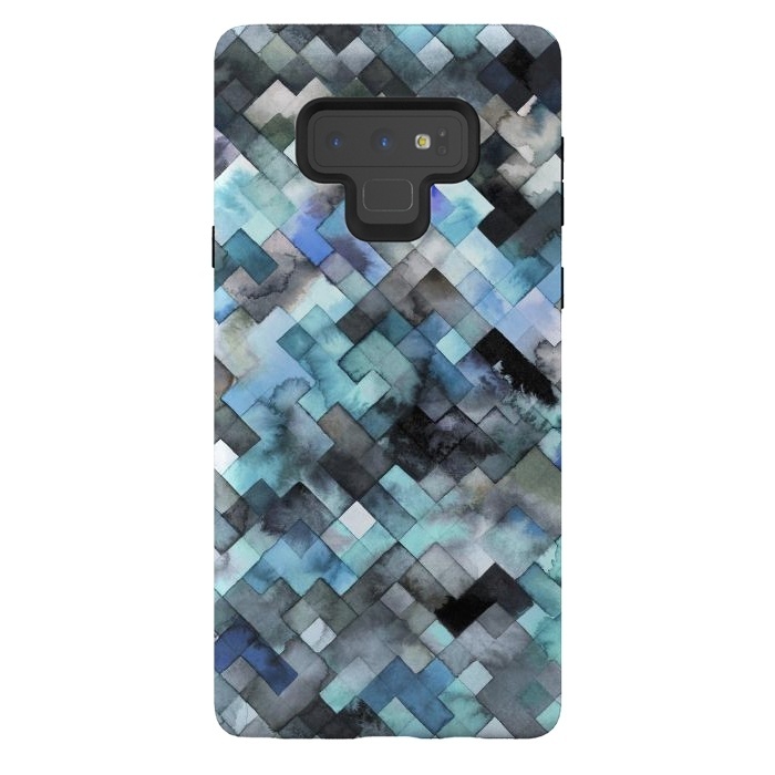 Galaxy Note 9 StrongFit Moody Geometry Blue by Ninola Design