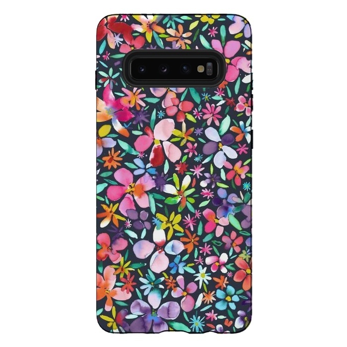 Galaxy S10 plus StrongFit Multicolored Petals Flowers by Ninola Design