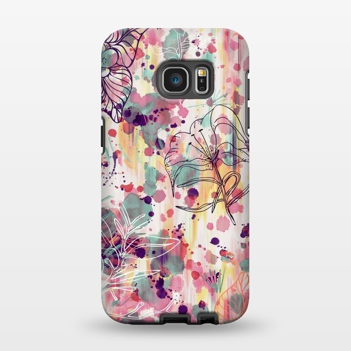 Galaxy S7 EDGE StrongFit Pink Flowers Graffiti by Ninola Design