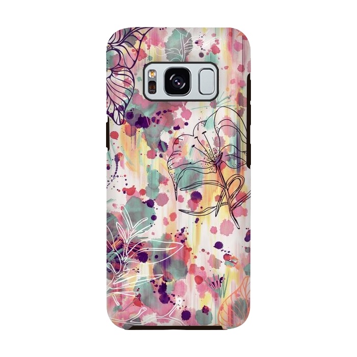 Galaxy S8 StrongFit Pink Flowers Graffiti by Ninola Design