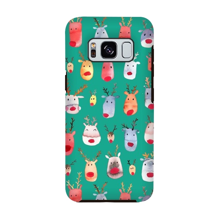 Galaxy S8 StrongFit Christmas Winter Rudolph Reindeer by Ninola Design