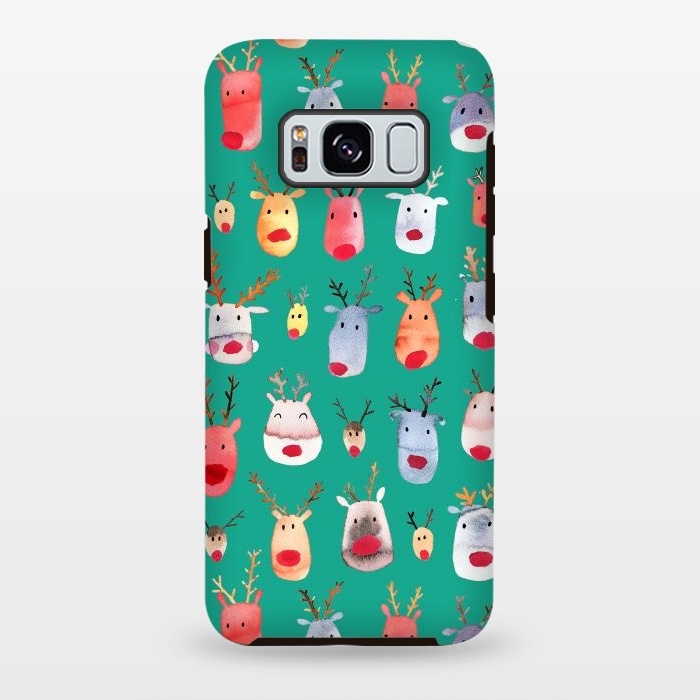 Galaxy S8 plus StrongFit Christmas Winter Rudolph Reindeer by Ninola Design