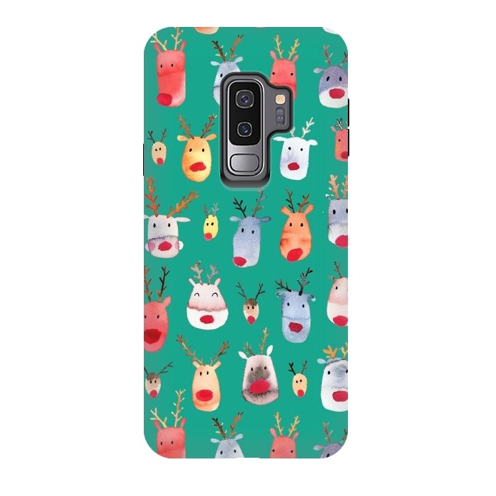 Galaxy S9 plus StrongFit Christmas Winter Rudolph Reindeer by Ninola Design