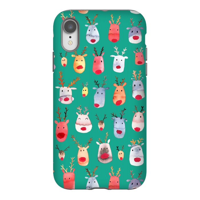 iPhone Xr StrongFit Christmas Winter Rudolph Reindeer by Ninola Design