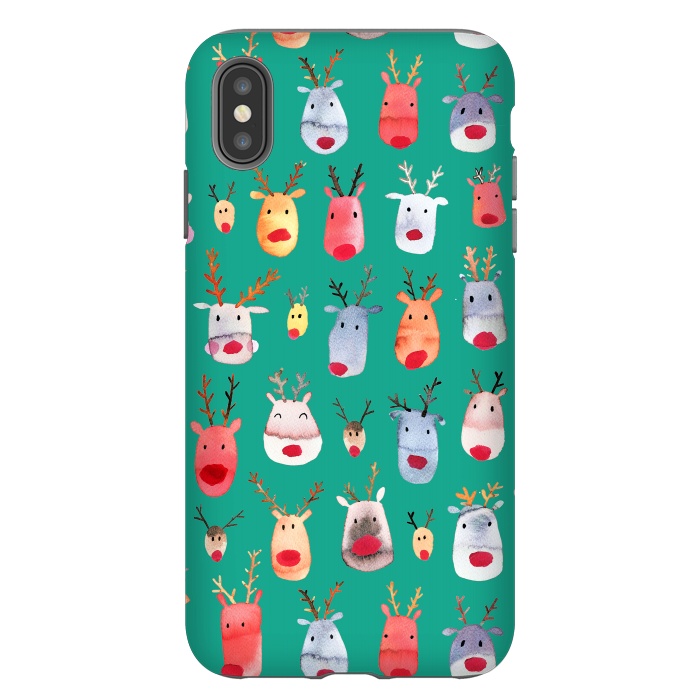 iPhone Xs Max StrongFit Christmas Winter Rudolph Reindeer by Ninola Design