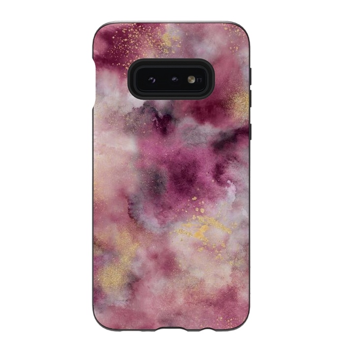 Galaxy S10e StrongFit Smoke Marble Gold Pink by Ninola Design