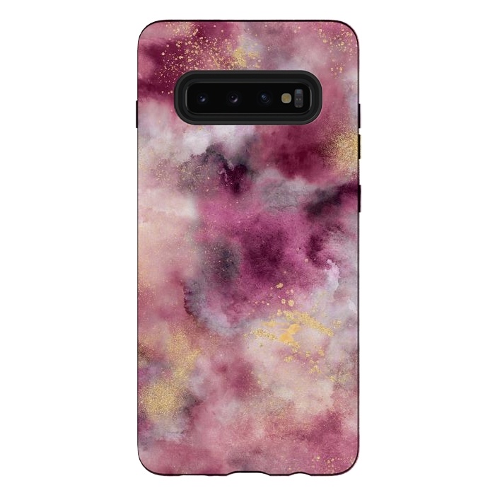Galaxy S10 plus StrongFit Smoke Marble Gold Pink by Ninola Design